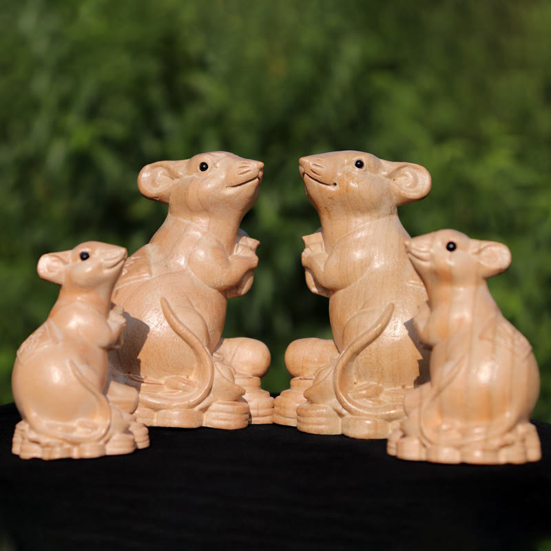 11,5 cm große Holzstatue mit dem Charakter „Jahr der Schlange Fu“ für die Heimdekoration