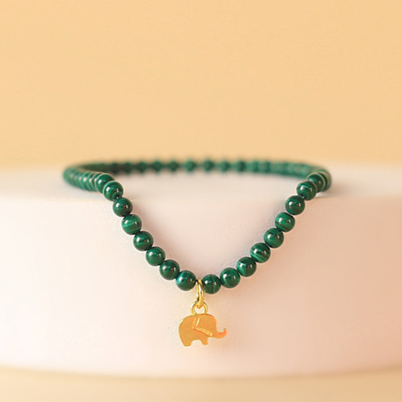 Unisex Malachite Elephant Anti-Anxiety Bracelet 14cm-17cm