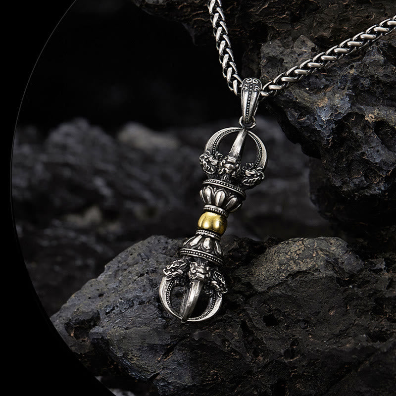 Copper Tibetan Dorje Vajra Wealth Necklace Pendant