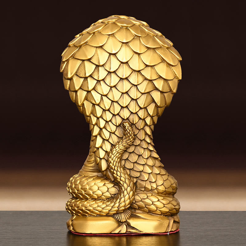 11 cm Kupfer Buddha Shakyamuni Schlange Figur Statue