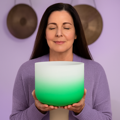 Kristallklangschale - Herzchakra-Klangschale - F-Note-Meditationsschale zur Heilung