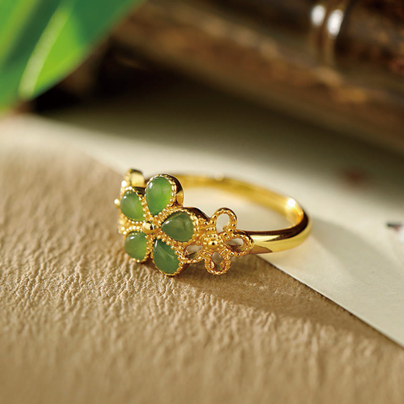 11 mm Hetian Jade Wohlstandsring 925 Sterling Silber vergoldet