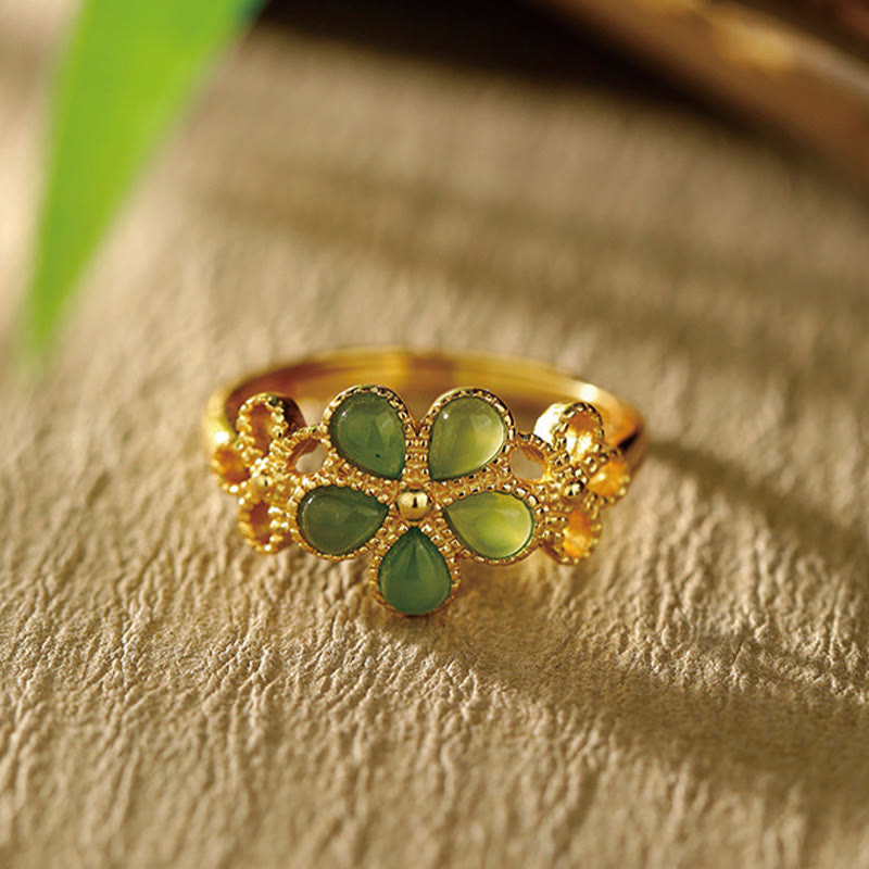 11 mm Hetian Jade Wohlstandsring 925 Sterling Silber vergoldet