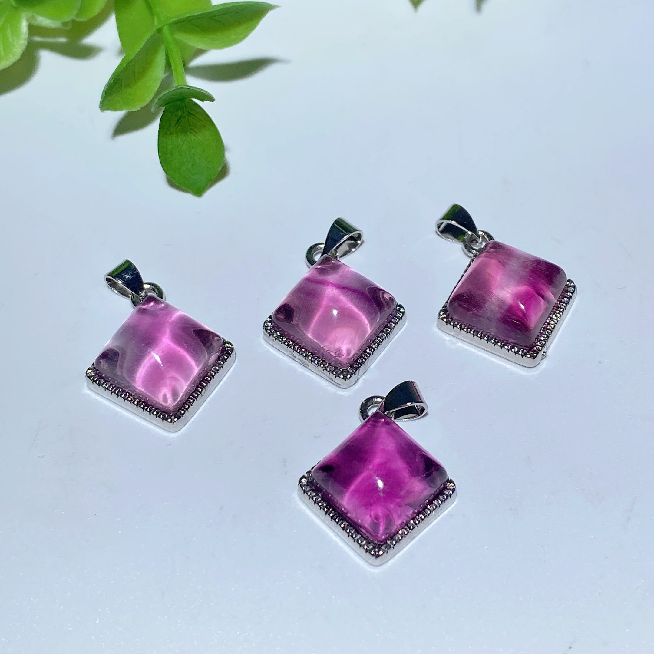 12-20mm Rainbow Opal Fluorite Herkimer Diamond Crystal Pendant