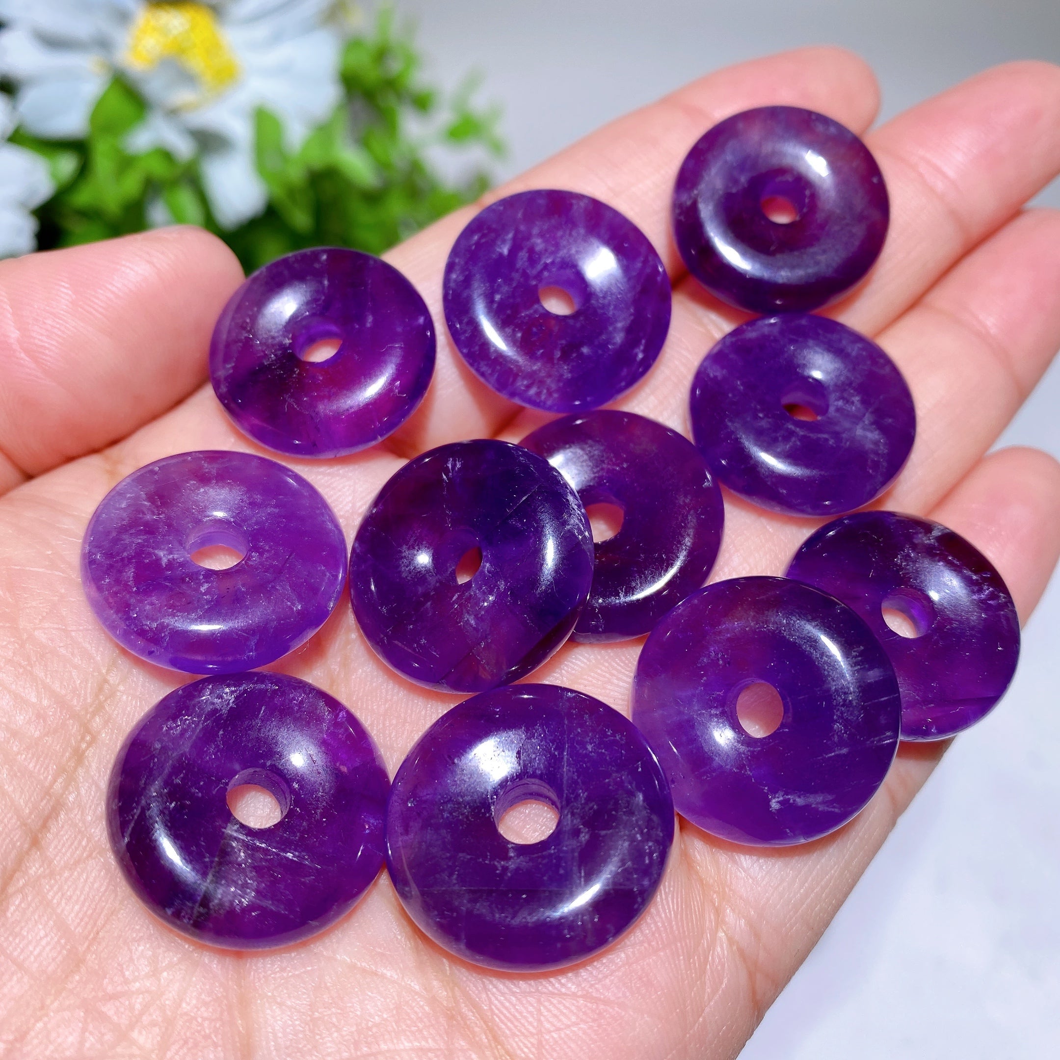 12-33mm Obsidian & Crystal Donut Pendants for Healing