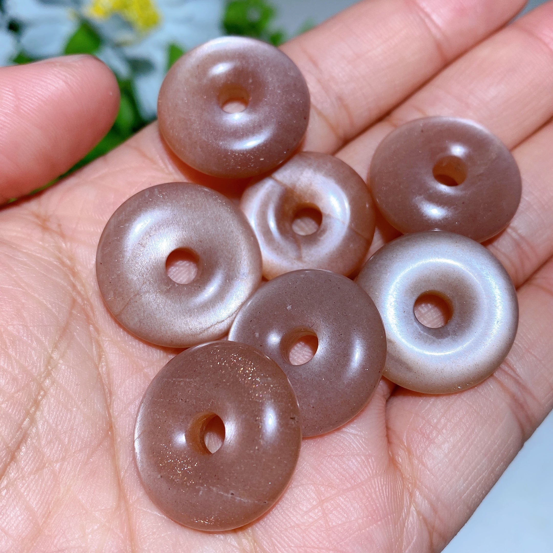 12-33mm Obsidian & Crystal Donut Pendants for Healing