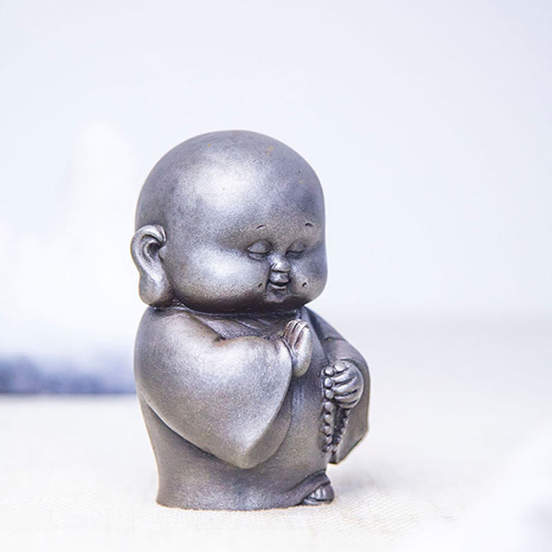 12,7 cm große Buddha-Statue in Rost-Version | Handgemachtes kleines Mönchsdekor