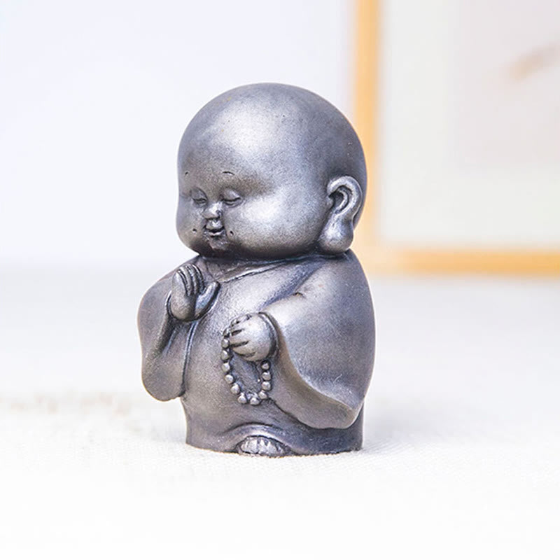 12,7 cm große Buddha-Statue in Rost-Version | Handgemachtes kleines Mönchsdekor
