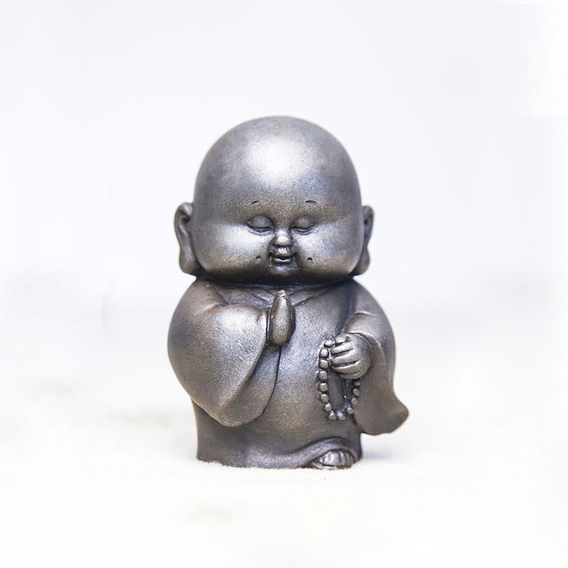 12,7 cm große Buddha-Statue in Rost-Version | Handgemachtes kleines Mönchsdekor
