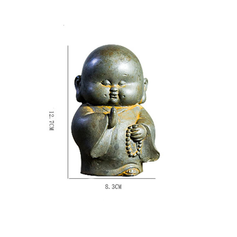 12,7 cm große Buddha-Statue in Rost-Version | Handgemachtes kleines Mönchsdekor