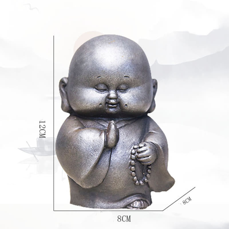 12,7 cm große Buddha-Statue in Rost-Version | Handgemachtes kleines Mönchsdekor