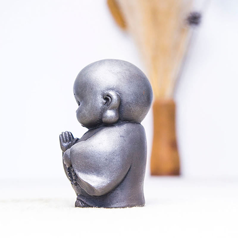 12,7 cm große Buddha-Statue in Rost-Version | Handgemachtes kleines Mönchsdekor