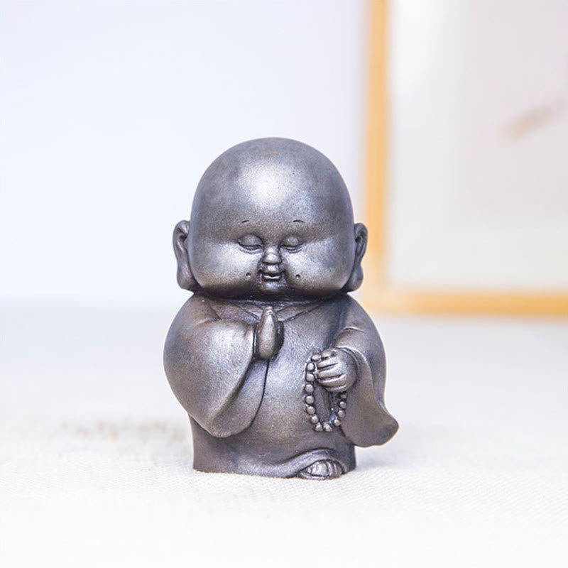 12,7 cm große Buddha-Statue in Rost-Version | Handgemachtes kleines Mönchsdekor
