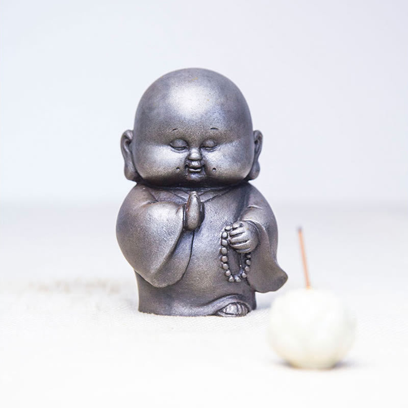 12,7 cm große Buddha-Statue in Rost-Version | Handgemachtes kleines Mönchsdekor