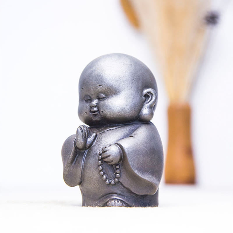 12,7 cm große Buddha-Statue in Rost-Version | Handgemachtes kleines Mönchsdekor