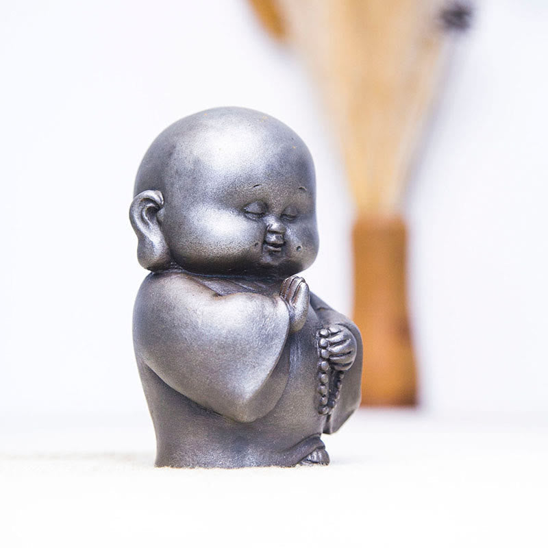 12,7 cm große Buddha-Statue in Rost-Version | Handgemachtes kleines Mönchsdekor