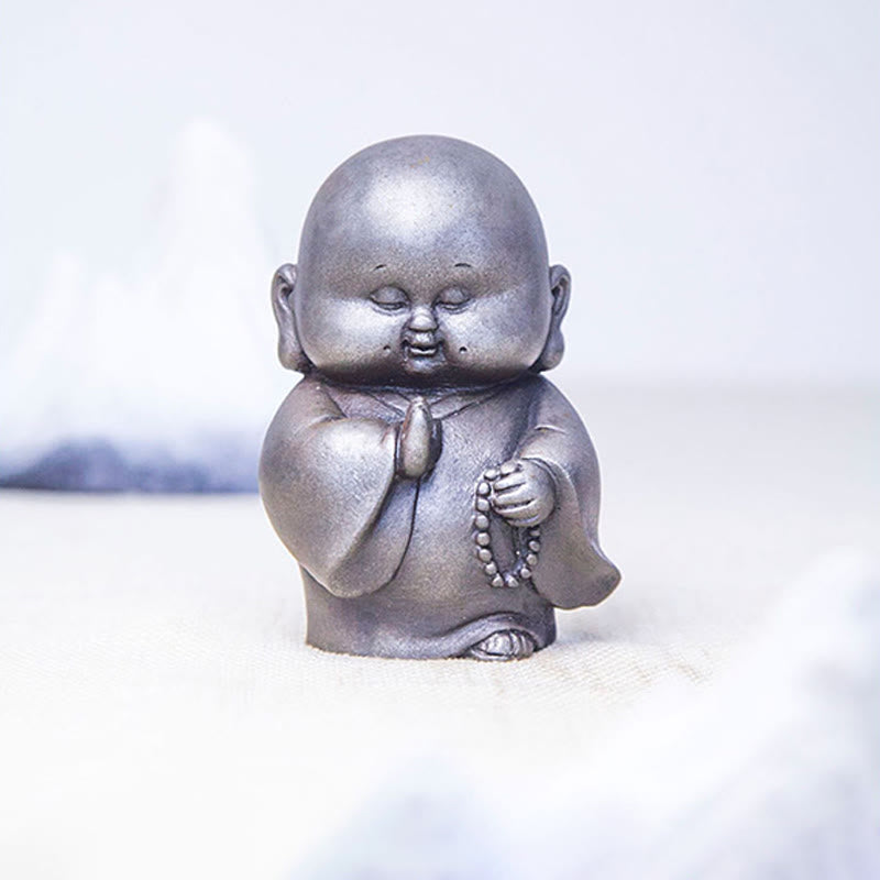 12,7 cm große Buddha-Statue in Rost-Version | Handgemachtes kleines Mönchsdekor