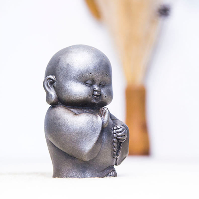 12,7 cm große Buddha-Statue in Rost-Version | Handgemachtes kleines Mönchsdekor