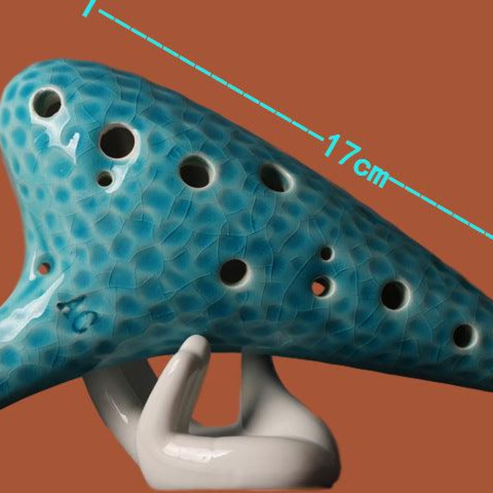 12 Hole Alto C Ceramic Ocarina - Blue Ice Crack Flute - Blue Ocarina - On sale