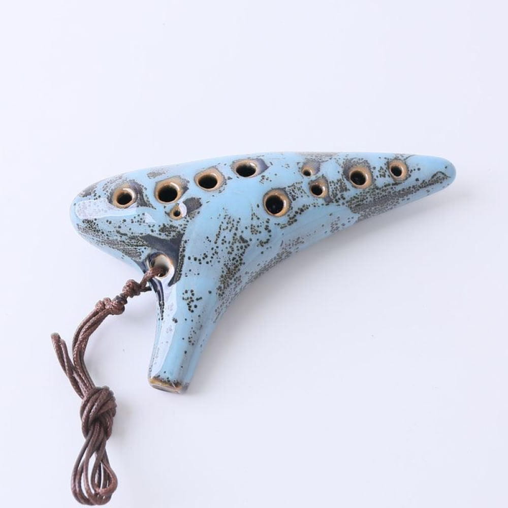 12 Hole Alto C Metal Style Ocarina Instrument - Light Blue Ocarina - On sale