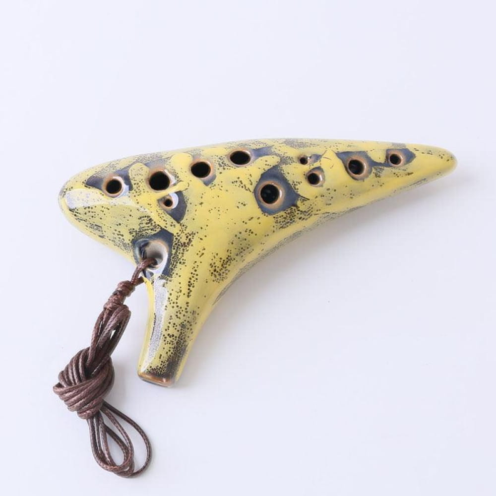 12 Hole Alto C Metal Style Ocarina Instrument - Yellow Ocarina - On sale