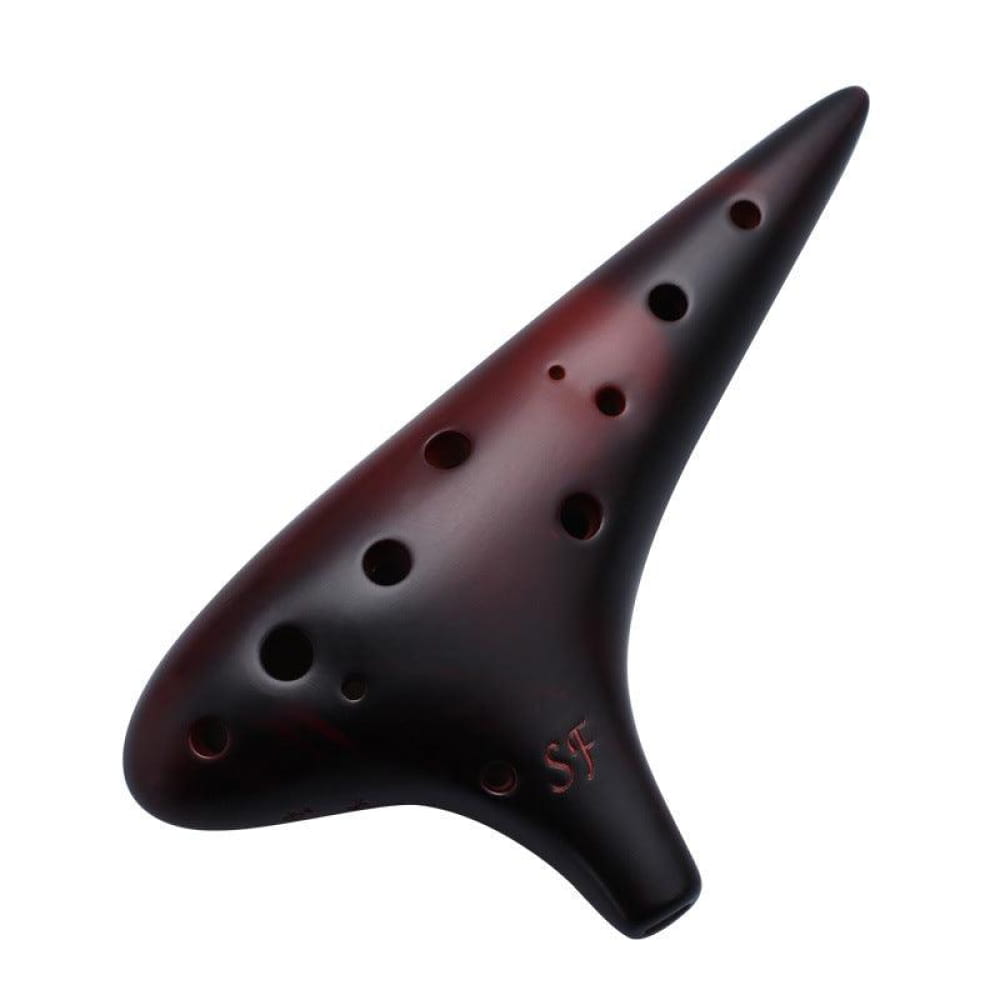 12 Hole Soprano F Tone Ocarina Flute Instrument - Black-Brown Ocarina - On sale