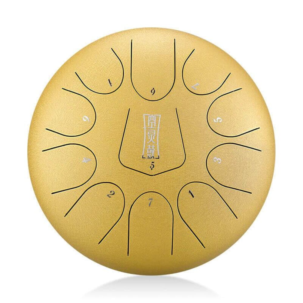 12-Inch Alloy Steel Tongue Drum 11 Notes C Key - Triangle Style - 12 Inches/11 Notes (C Key) / Gilt