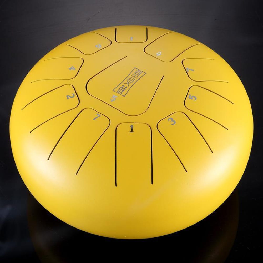 12-Inch Carbon Steel Tongue Drum 11 Notes in C Key - 12 Inches/11 Notes (C Major) / Yellow / Yellow