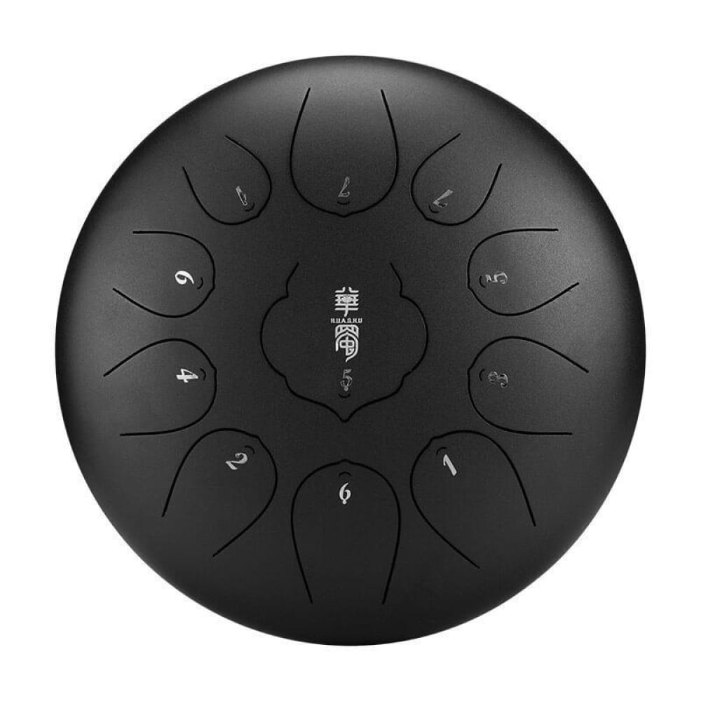 12-Inch Carbon Steel Tongue Drum 11 Notes in D Key - 12 Inches/11 Notes (D Major) / Jet Black / Jet