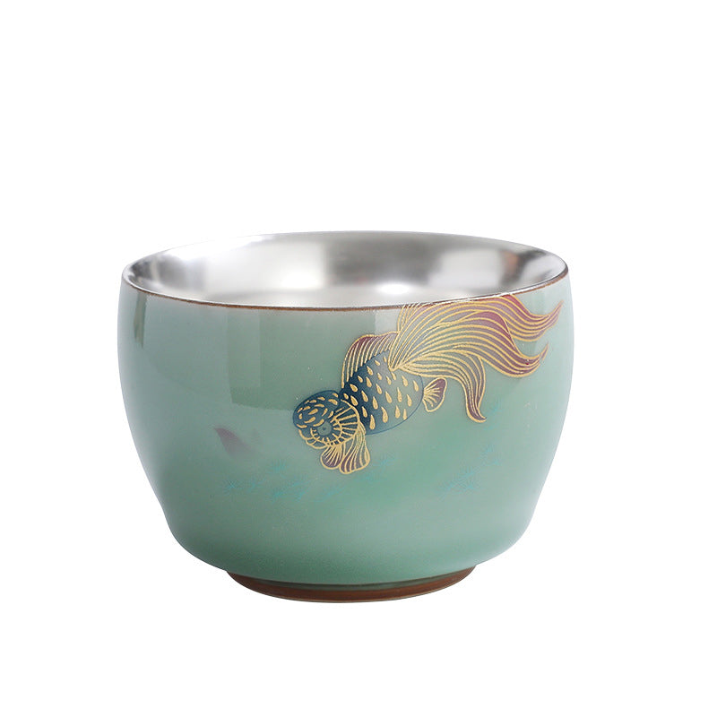 120 ml Keramik-Teetasse mit Schmetterlings- und Lotus-Designs für Zen-Dekor