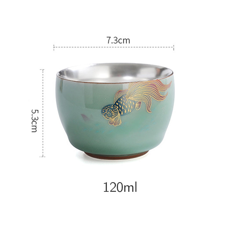 120 ml Keramik-Teetasse mit Schmetterlings- und Lotus-Designs für Zen-Dekor