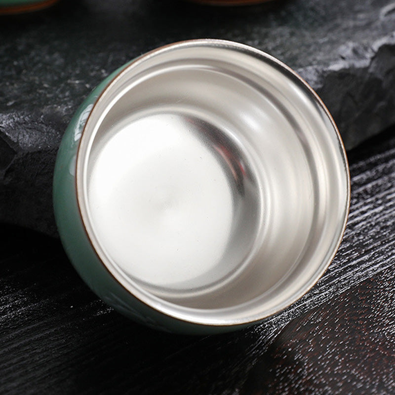 120 ml Keramik-Teetasse mit Schmetterlings- und Lotus-Designs für Zen-Dekor