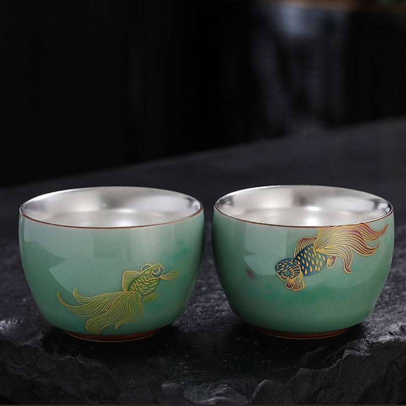 120 ml Keramik-Teetasse mit Schmetterlings- und Lotus-Designs für Zen-Dekor