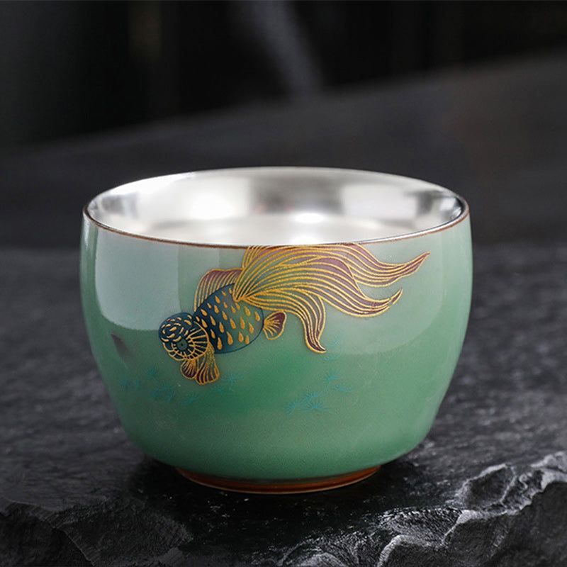 120 ml Keramik-Teetasse mit Schmetterlings- und Lotus-Designs für Zen-Dekor