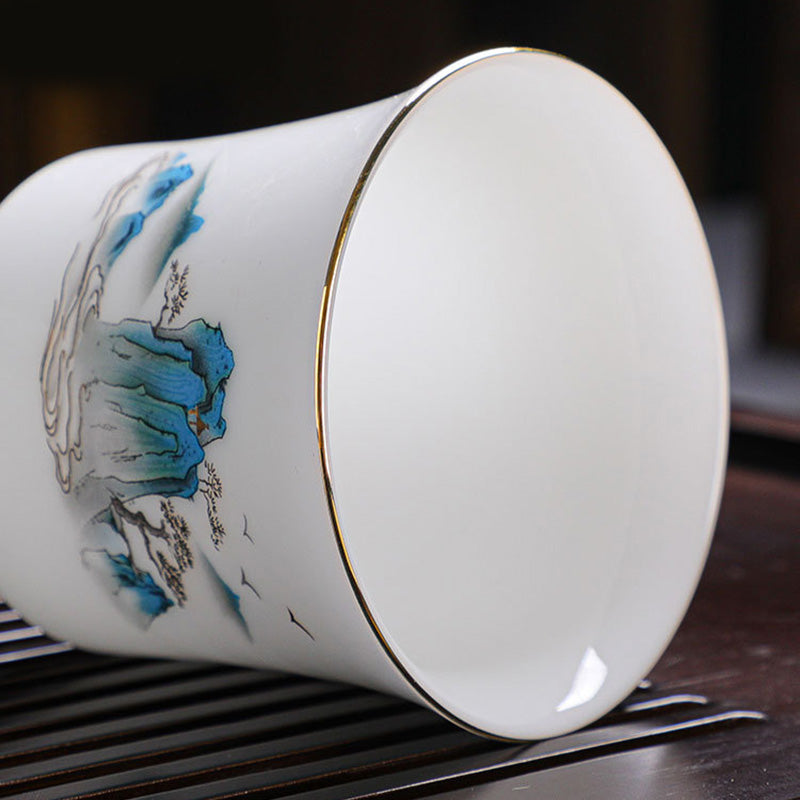 120 ml Keramik-Teetasse | Berge, Flüsse, Bäume, Eleganz