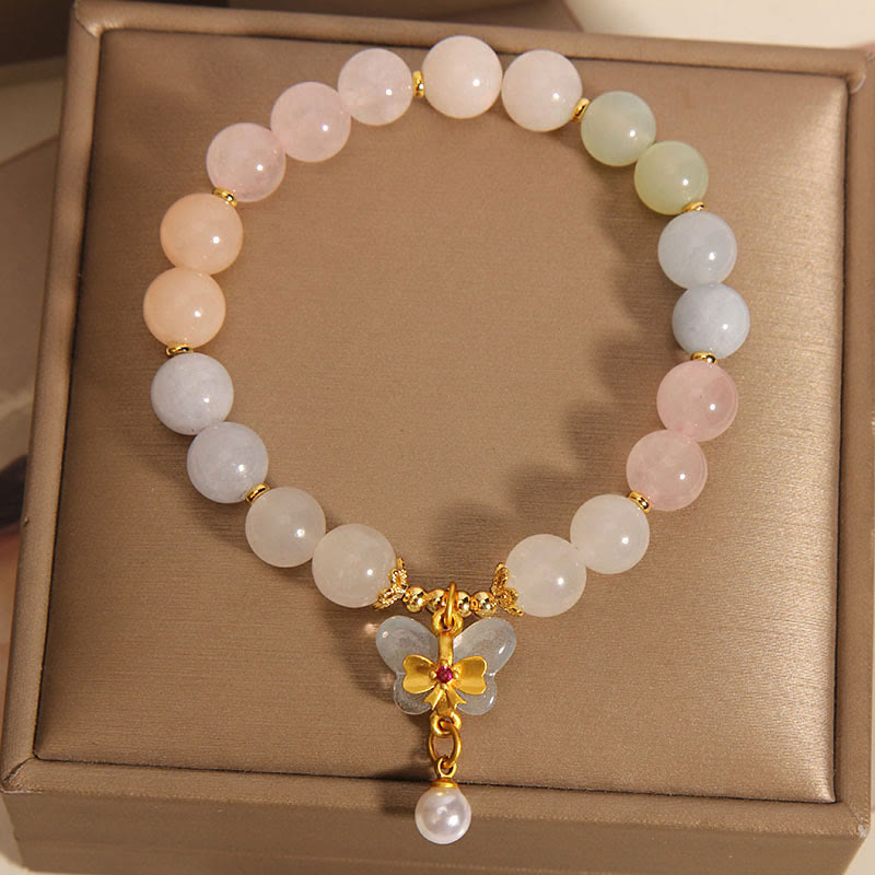 Morganite Confidence Butterfly Charm Spiritual Bracelet