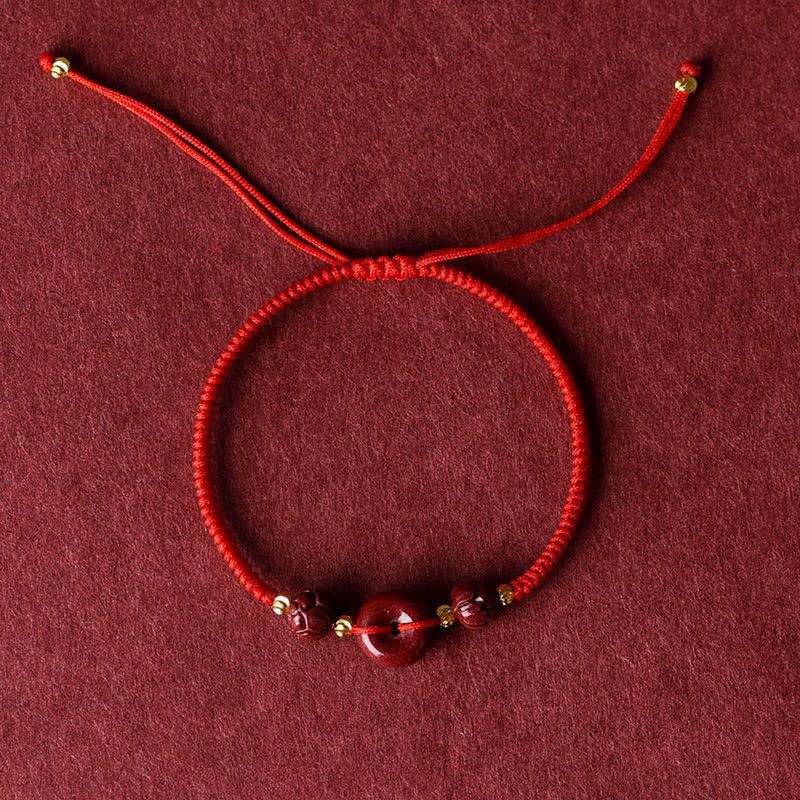 Handmade Lotus Cinnabar Peace Buckle Blessing Bracelet