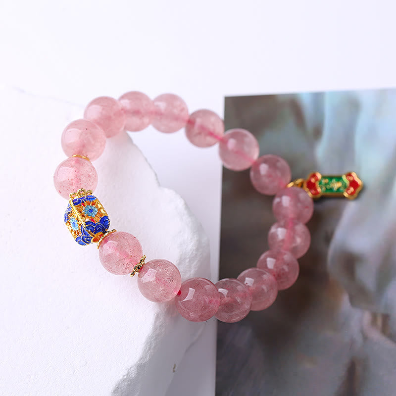 Strawberry Quartz Ruyi Charm Bracelet for Love Healing