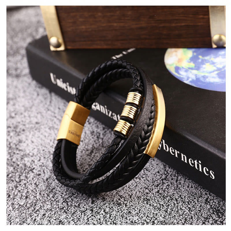 Leather Titanium Steel Magnetic Buckle Balance Bracelet