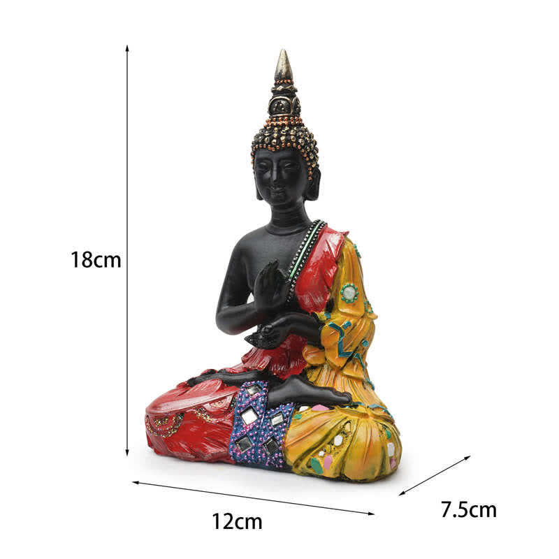 12 cm große thailändische Buddha-Statue aus Kunstharz für Frieden zu Hause