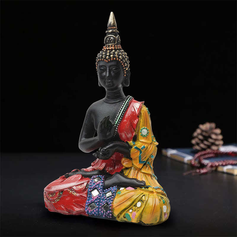 12 cm große thailändische Buddha-Statue aus Kunstharz für Frieden zu Hause