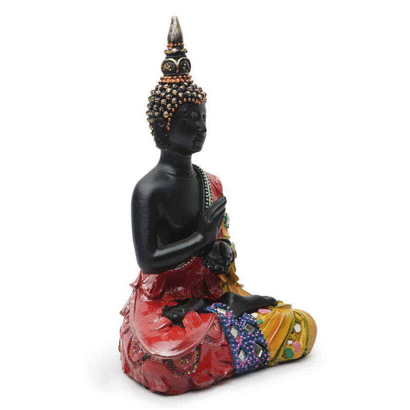 12 cm große thailändische Buddha-Statue aus Kunstharz für Frieden zu Hause