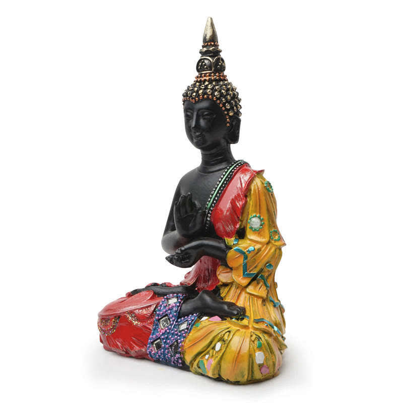 12 cm große thailändische Buddha-Statue aus Kunstharz für Frieden zu Hause