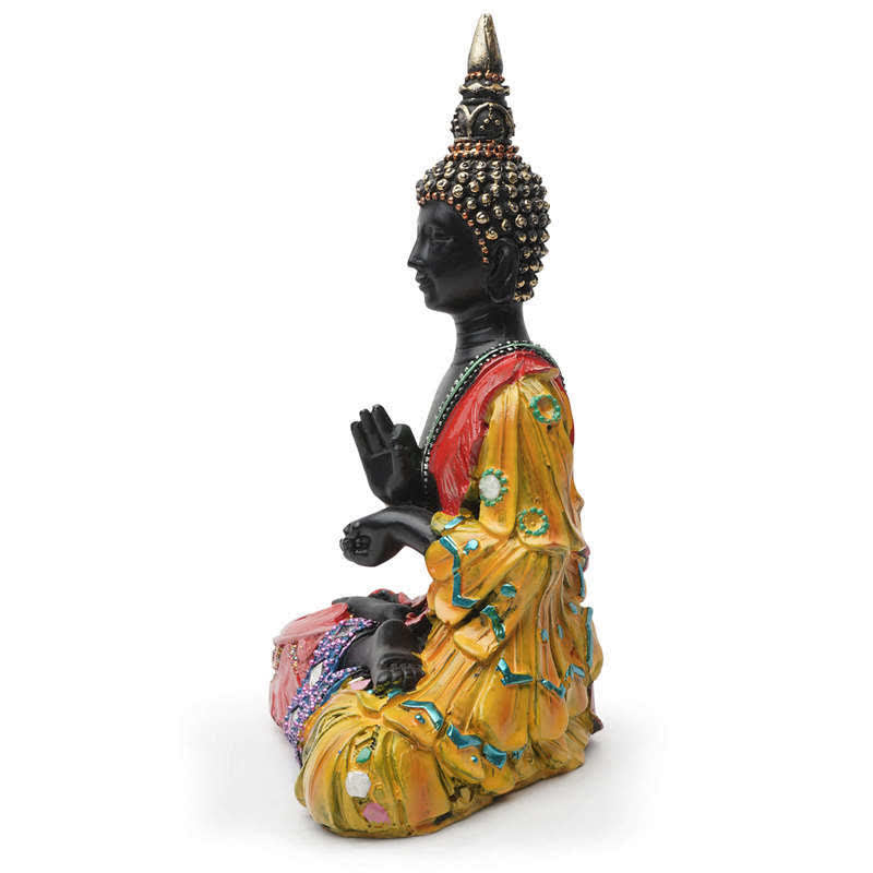 12 cm große thailändische Buddha-Statue aus Kunstharz für Frieden zu Hause