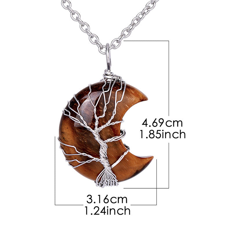 Natural Quartz Tree of Life Necklace for Healing & Balance