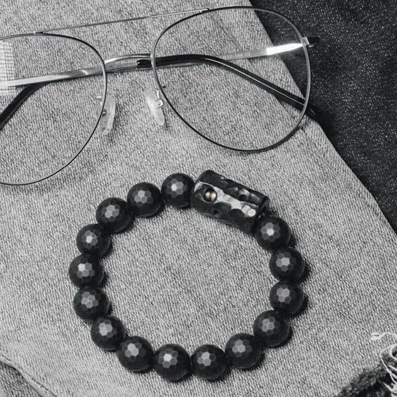 12 mm schwarzes Onyx-Ebenholz-Schutzarmband, spirituelles Armband