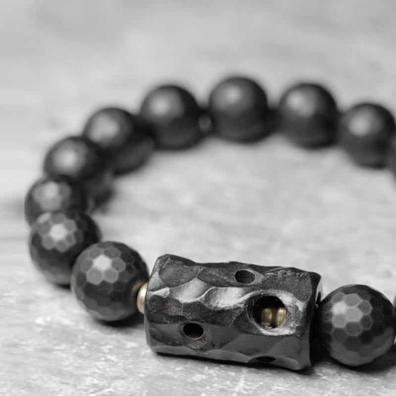 12 mm schwarzes Onyx-Ebenholz-Schutzarmband, spirituelles Armband