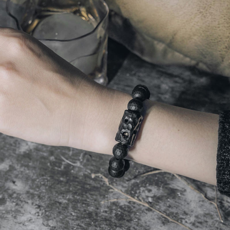 12 mm schwarzes Onyx-Ebenholz-Schutzarmband, spirituelles Armband