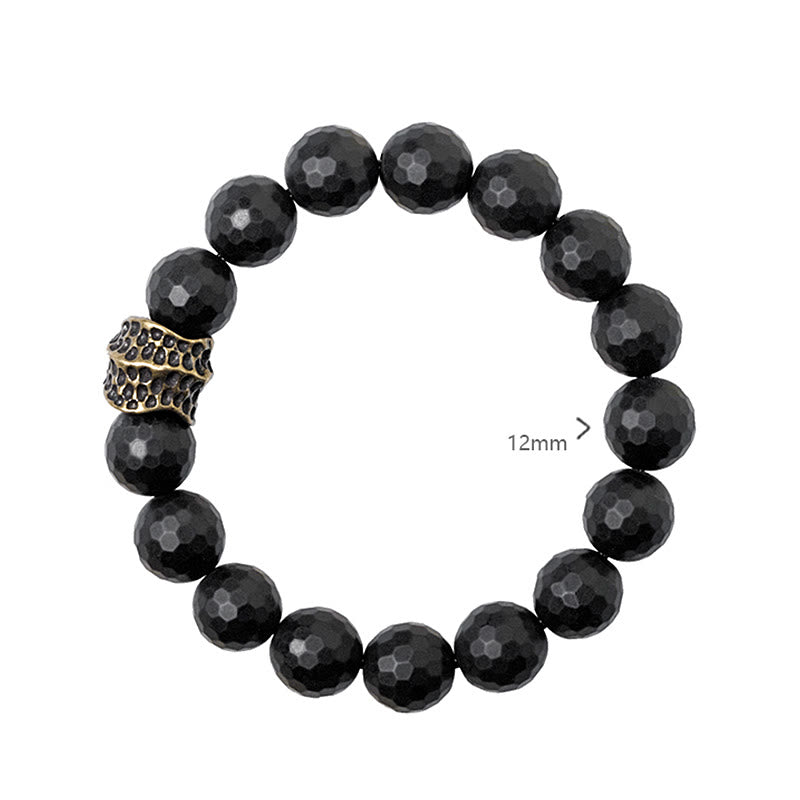 12 mm schwarzes Onyx-Schutzarmband mit Kupferakzent | Heilende Klänge