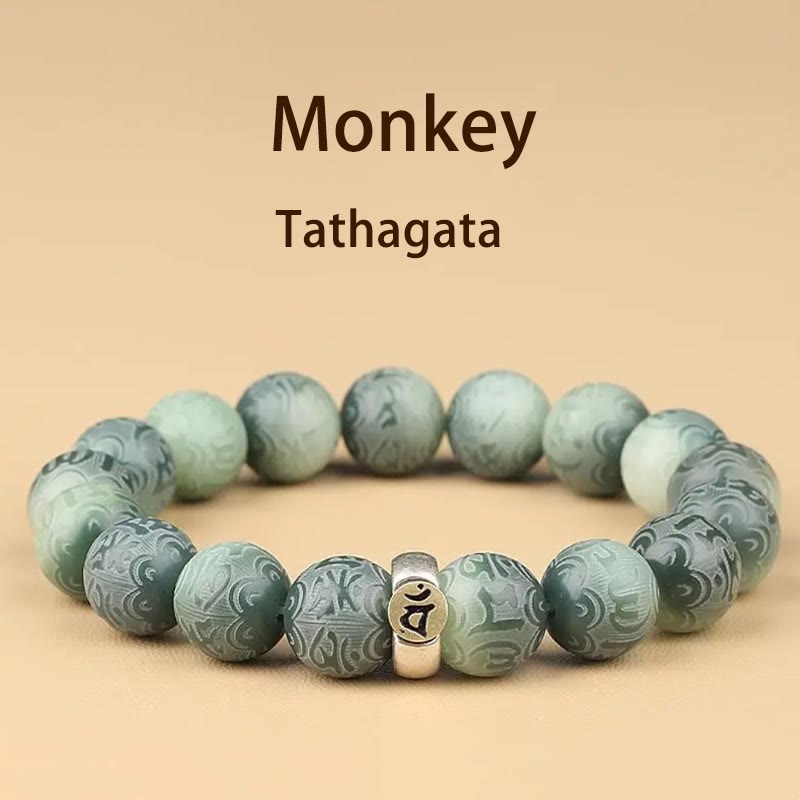 12mm Bodhi Seed Chinesisches Sternzeichen Weisheitsarmband Om Mani Padme Hum